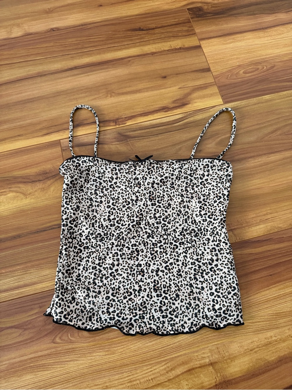 Bershka Black & White Leopard Print Spaghetti Strap Cami